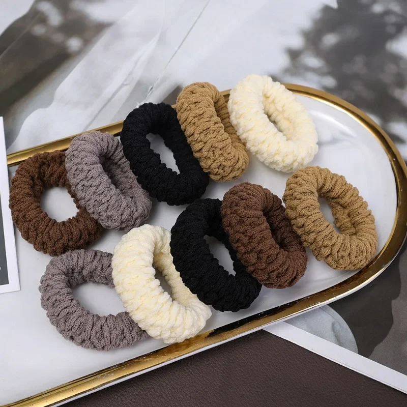 Towel Scrunchie Hair Ties Three Colors High Elastic Fashion Solid Color Elegant Coffee Hair Rings for Women Ponytail Accessory