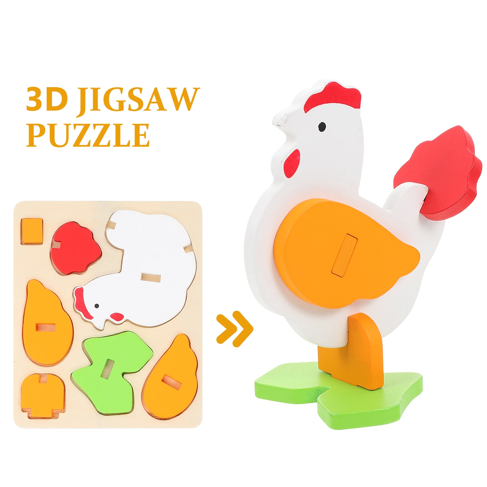 

4 Sets Wooden 3D Animal Puzzle Puzzles Children Toy Small Activity Chick Animals Matching Toys Toddlers Blocks