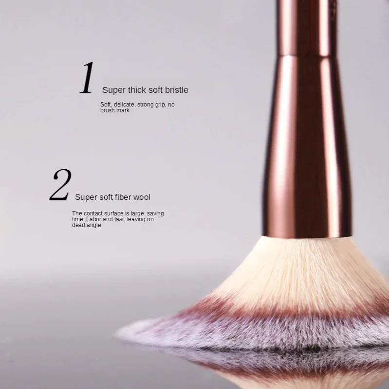 Hourglass Powder Brush Synthetic Hair  Double Headed Setting Powder Brush Brown Metal Handle Contour Sculpting Makeup Brush