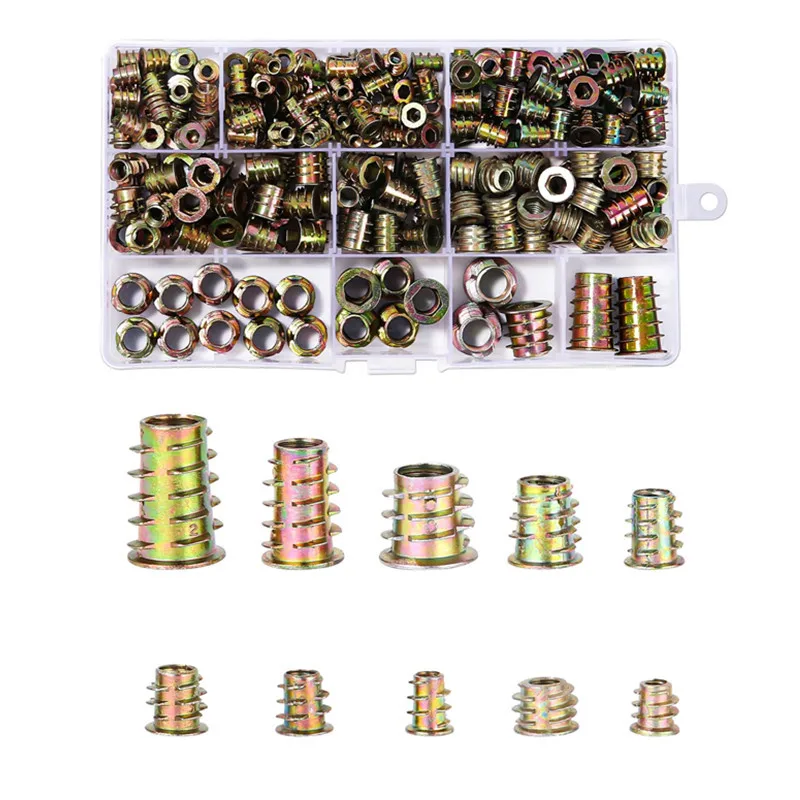 236Pcs Flanged Zinc Alloy Furniture Nuts & Zinc Alloy Screw Sleeves Assortment Kit
