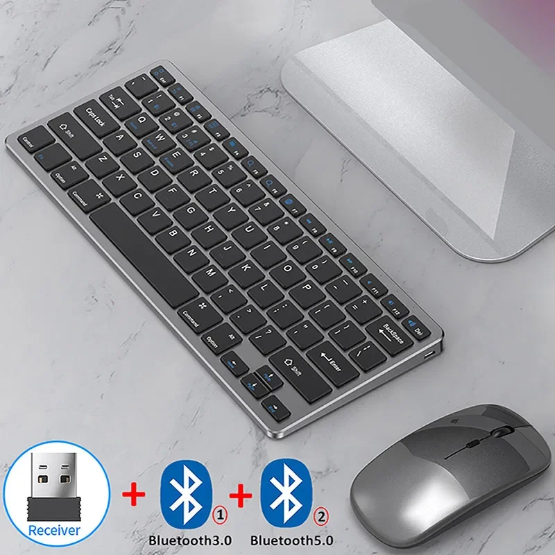 Wireless Bluetooth Keyboard and Mouse Combo Multi-Device Rechargeable Slim Keyboard and Mouse 2.4G Wireless Keyboard Set