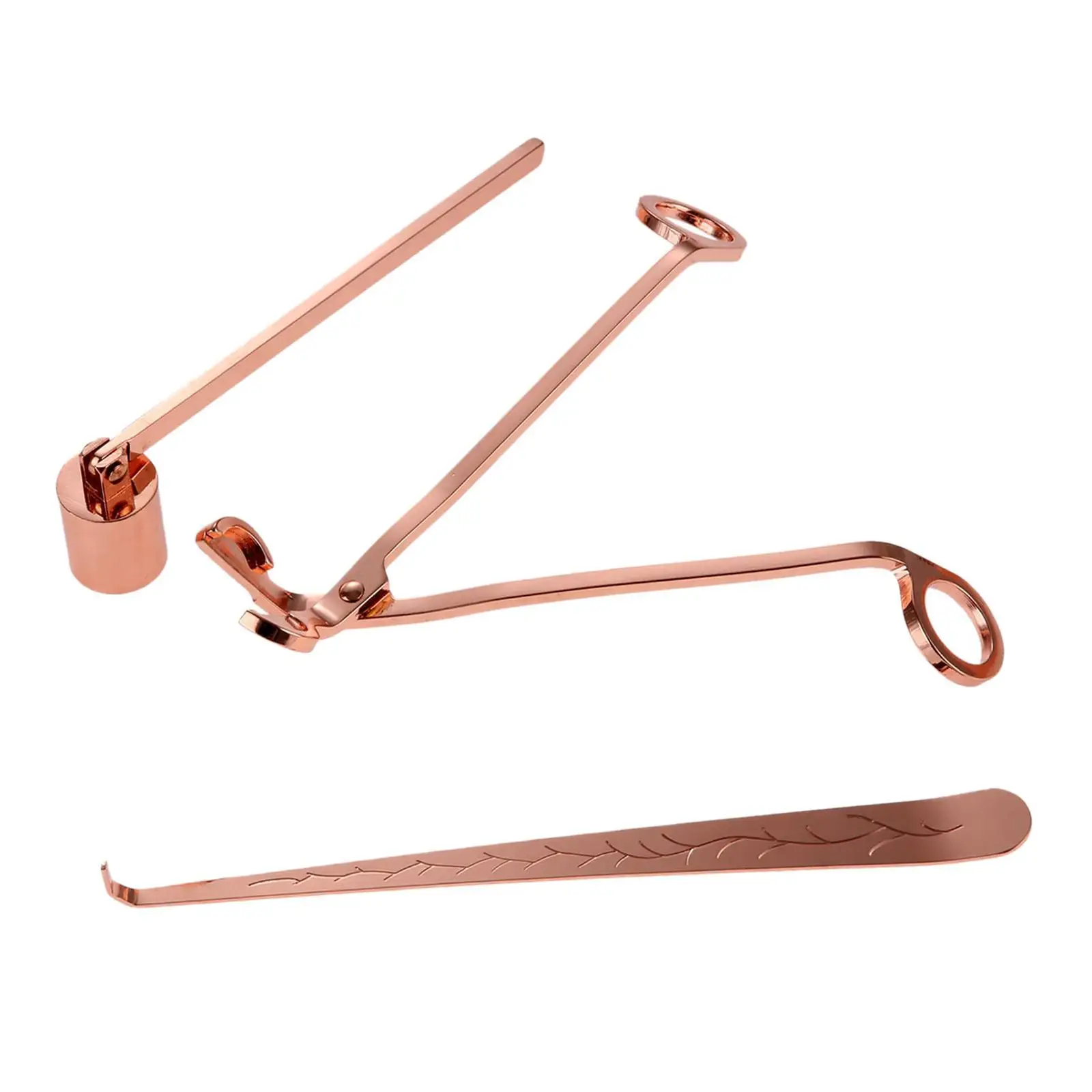 Rose Gold Candle Accessories Set Wick Trimmer Snuffer Dipper Stainless Steel Candle Tools Kit Long Handle for Safe Burning