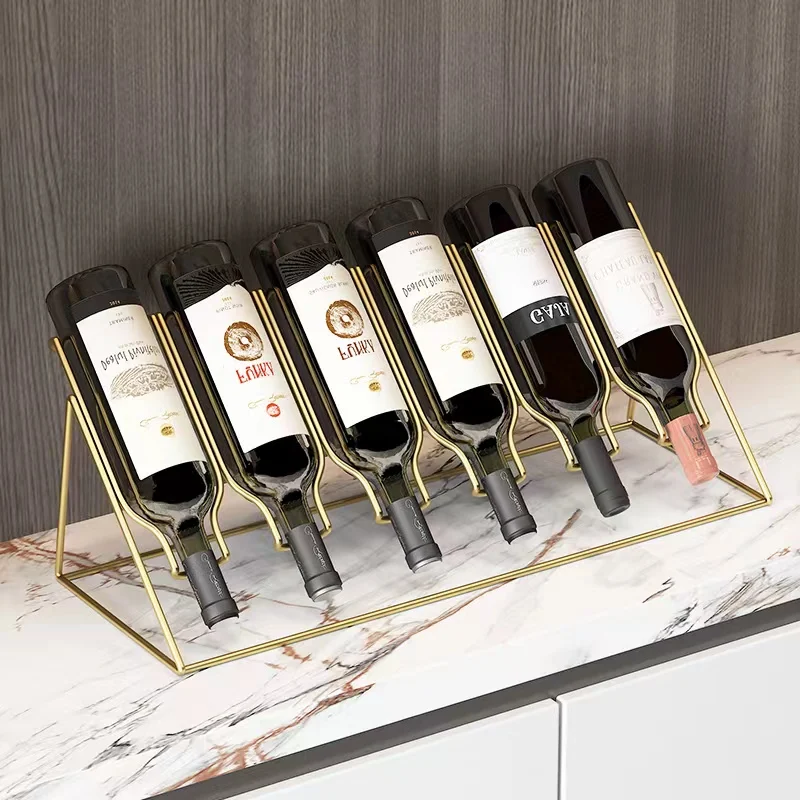 High-end wine rack upside down simple household wine cabinet shelf creative desktop wine bottle display shelf ornament