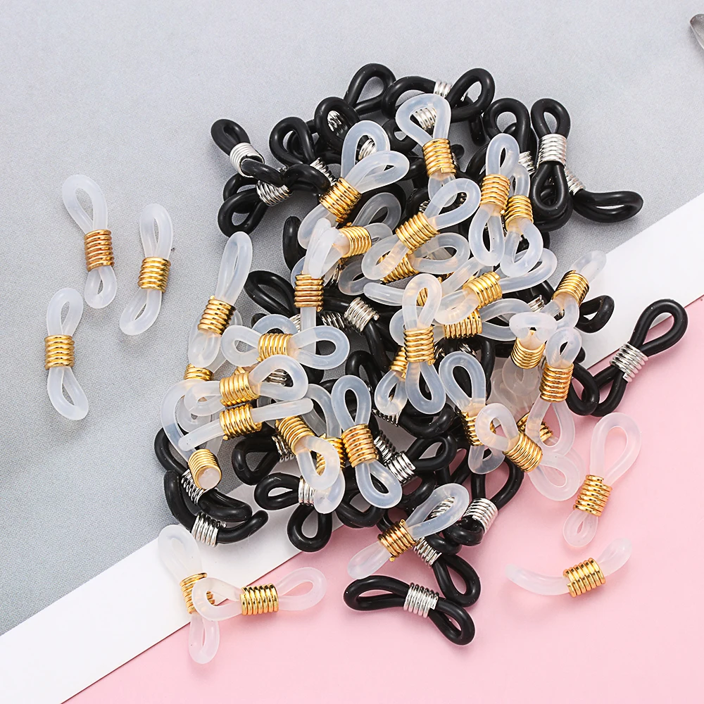 50PCS Anti-Slip Eyeglass Chain Ends Retainer Adjustable Rubber Eyeglass Strap Spectacle End Connectors Eyeglasses Holder