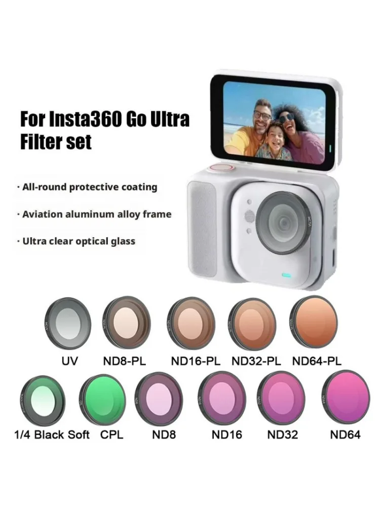 Zestawy filtrów MCUV/CPL/ND8/16/32/64 do Insta360 GO, ultra-optyczne szkło, aluminiowa rama, akcesoria do kamer sportowych, filtr obiektywu. — zdjęcie produktu 7