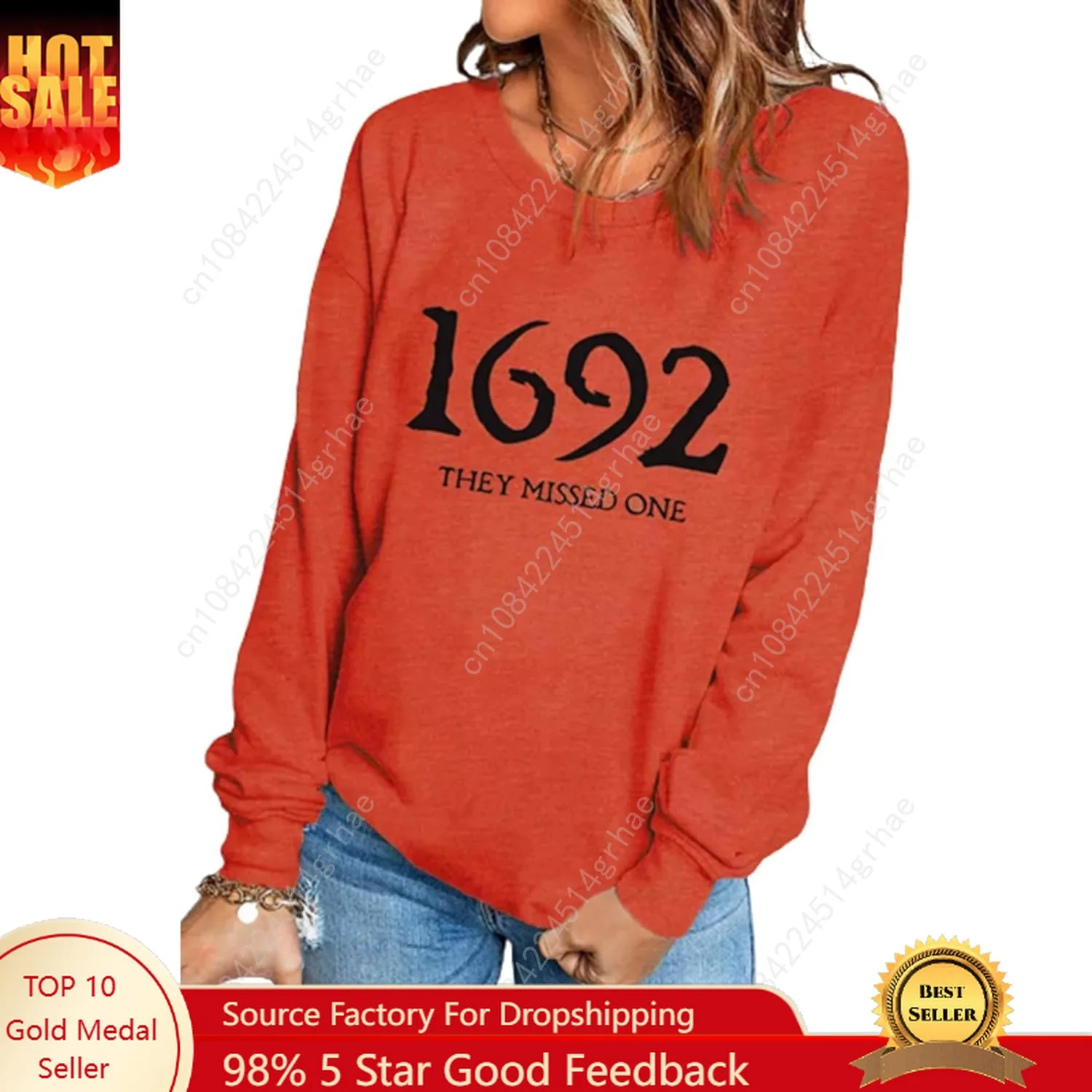 

Halloween 1692 They Missed One Long Sleeve Halloween for Women Shirt Funny Long Sleeve Novelty Casual Gift Pullover