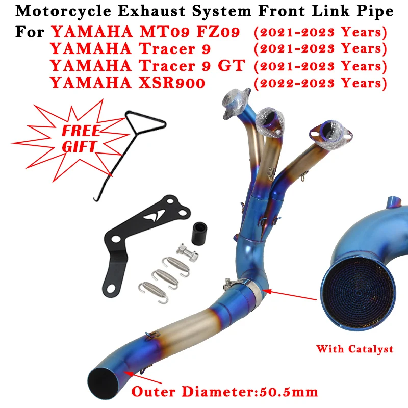 Escape Modified 51mm Muffler Motorcycle Exhaust System Front Link Pipe For YAMAHA MT09 FZ09 Tracer 9 GT XSR900 2021 2022 2023