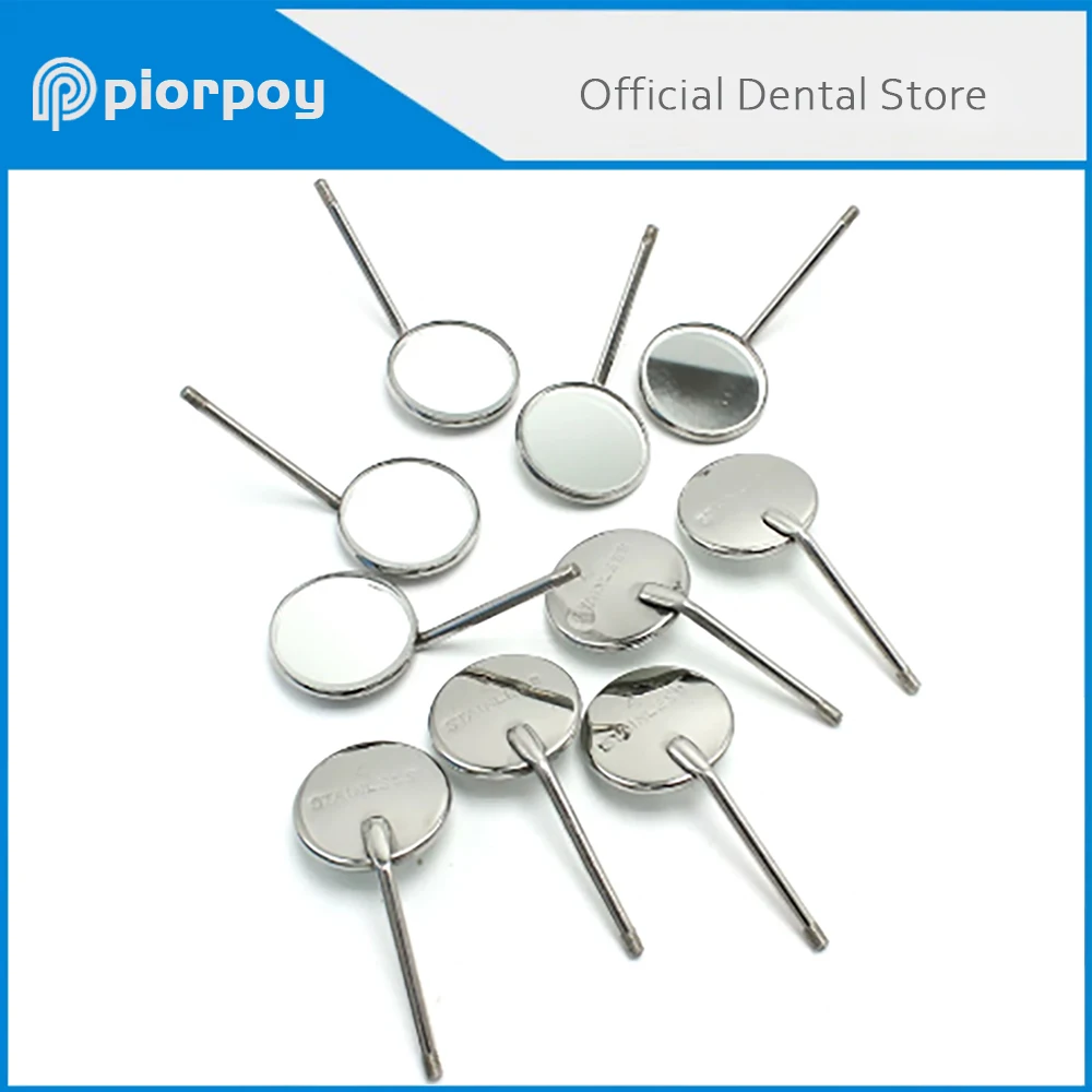 PIORPOY 10 Pcs/Set Dental Mirrors Reflector Stainless Steel Mouth Mirror Dentistry Surgical Instrument Oral Care Tools #4 #5
