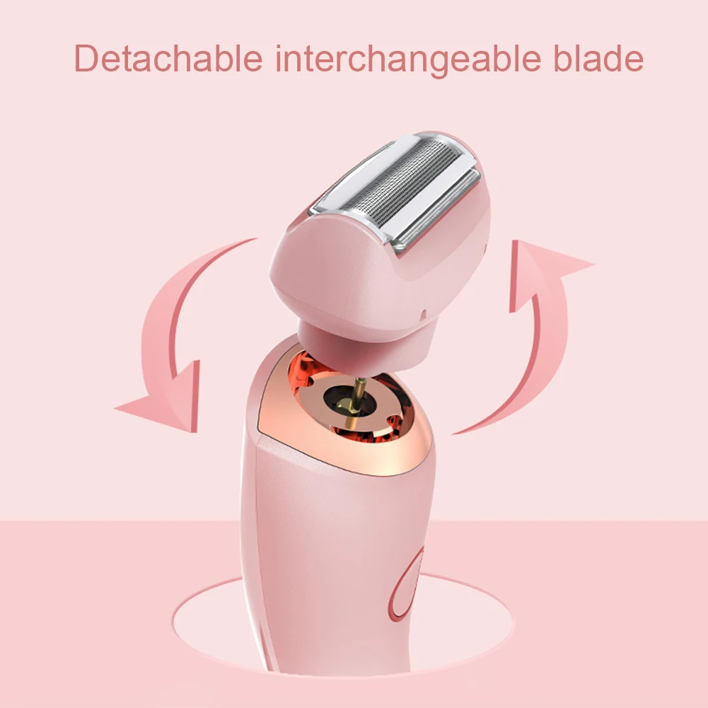 2 in 1 Electric Hair Remover for Women Painless Eyebrow Bikini Trimmer Portable Cordless Body Facial Leg Hair Remover USB Shaver