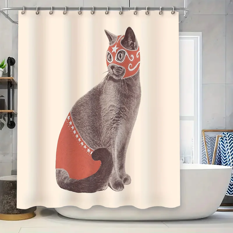 

Cat Lover Gift Unique Bathroom Decor Funny Pet Shower Curtain Cute Kitty Design Home Decoración Animal Print Washroom Accessorie