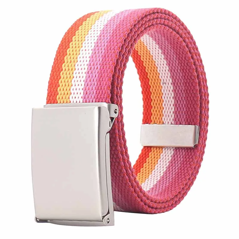 

Модные ремни унисекс, качественные женские ремни с автоматической пряжкой, красочные полосатые холщовые ремни, уличные молодежные студенческие повседневные ремни