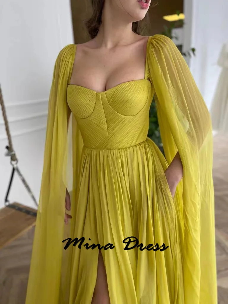 Mina Formal Occasion Dresses for Formal Occasions Side Slits Evening Gown Shawl Luxurious Saudi Evening Dress Es Chiffon Grace