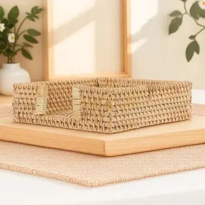 

Rattan Woven Napkin Holder Desktop Storage Rack For Home Hotel Restaurant Tabletop Tissue Paper Stand Decorative Napkin