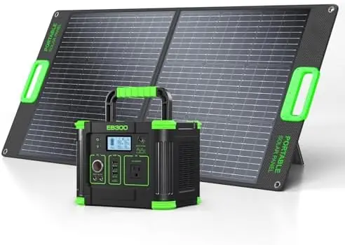 

330W Portable Power Station with 100W Solar Panel, 288.6Wh Portable Power Station 330W Solar Generator AC Outlets