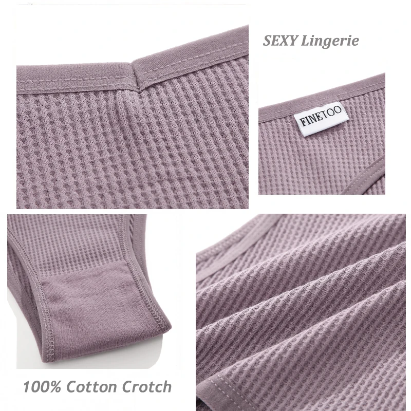 7PCS/Set Women's Waffle Cotton Panties Sexy V Waist Brazilian Panties Female Breathable Soft Underwear Solid Stretch Lingerie - Image 5