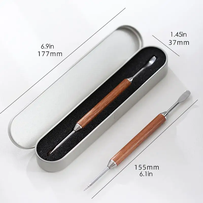 Stainless Steel Coffee Pen Duals-Ended Cappuccino Espresso Coffee Latte Art Pen With Wood Handle For Coffee Decoration