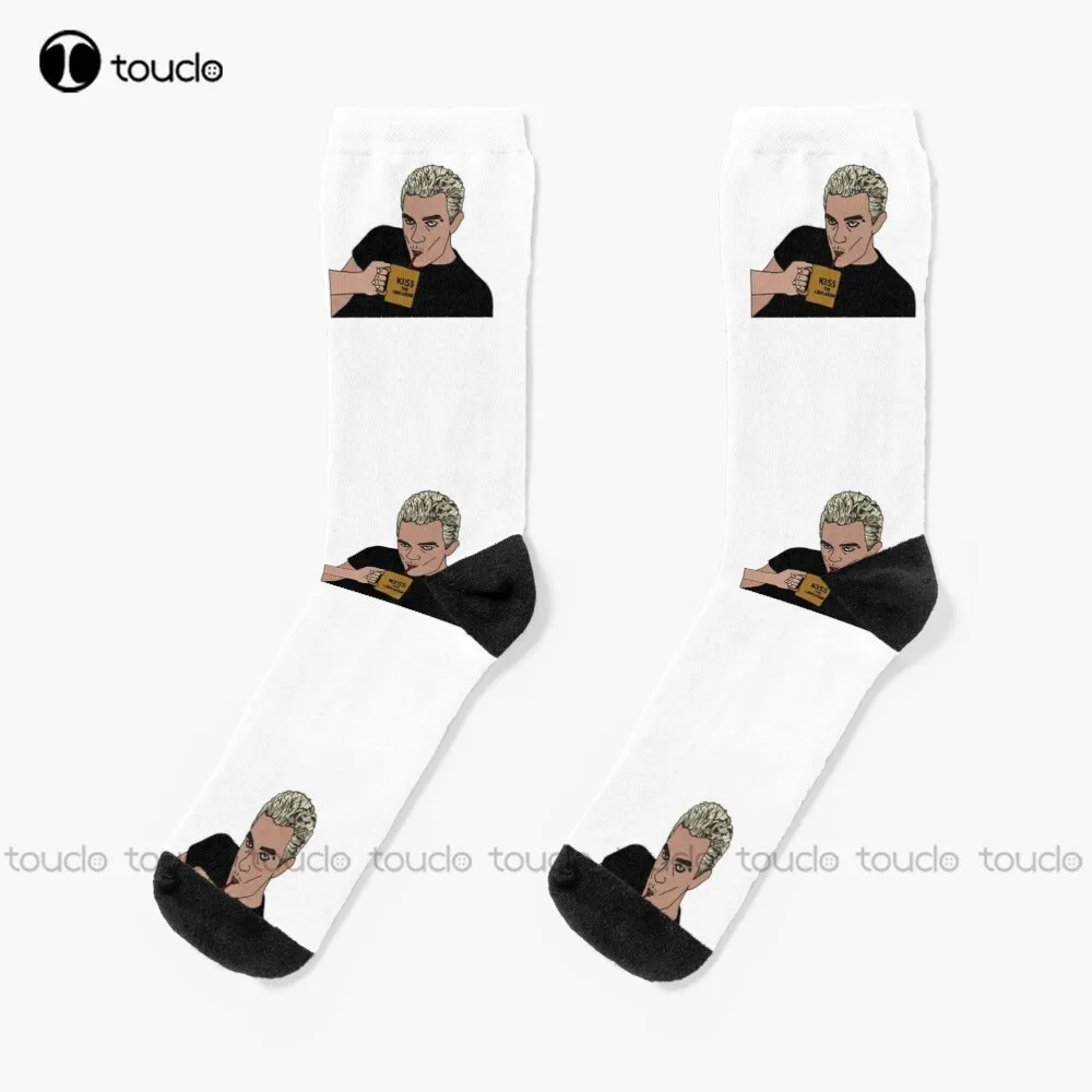 Buffy: Spike Kiss The Librarian Socks Slouchy Socks For Women 360° Digital Print Design Cute Socks  Creative Funny Socks