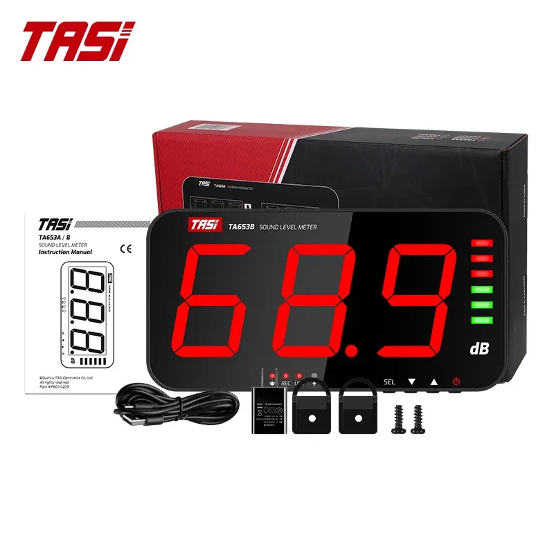 

LED IndicatorTASI TA653B Digital Noise Meter, 220V, 4-Inch Large Display, High-Precision Sound Sensor, 1-Year Warranty