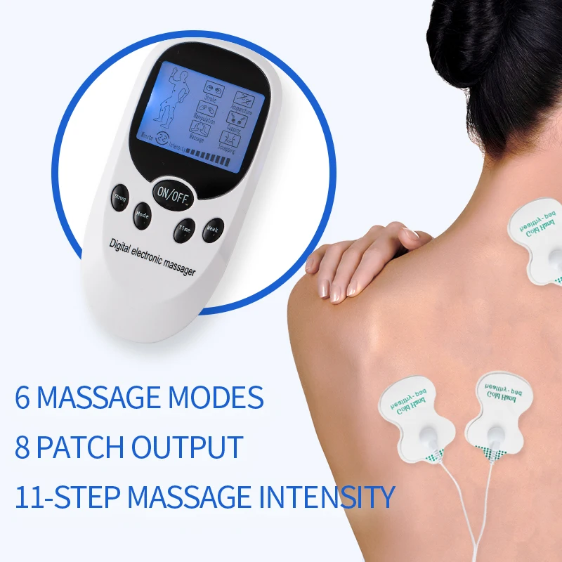 O massager bonde do Ems, stimulator do músculo, pulso, parte traseira, pescoço, almofadas da massagem do elétrodo, máquina da terapia da saúde