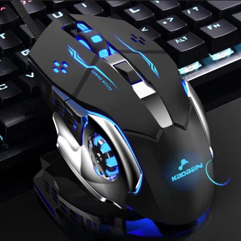 Kamaen-有線ゲーミングマウス,調整可能,4スピード,PCB,最大2400のレインボー,バックライト,環境