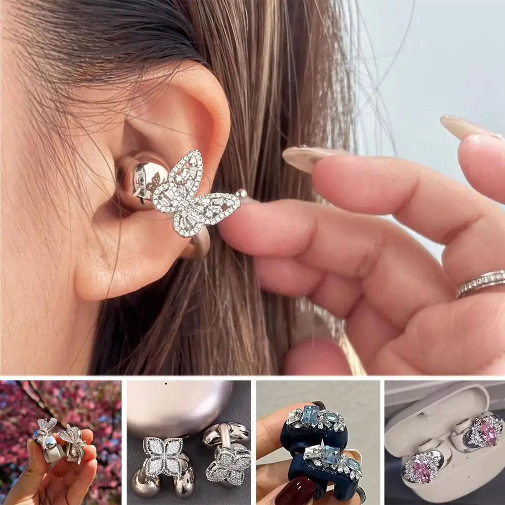 Crystal Zircon Earphone Clip Open-Ear Jewelry Exquisite Design Earphone Accessory Flash Diamond Personalized Wireless Earbuds view 2
