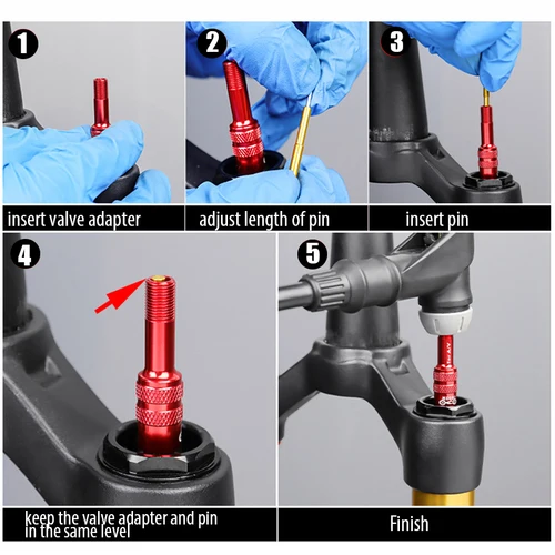 Imagen 2 del producto Adaptador de válvula de horquilla delantera de aire para bicicleta, herramienta de extensión AV Schrader, extensor convertidor de válvula para bicicleta de descenso MTB