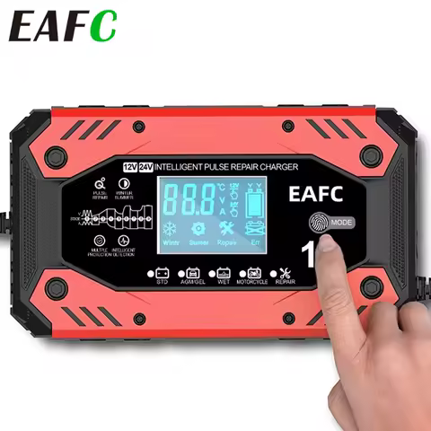EAFC Fully Automatic Car Battery Charger 12V 10A Multiple Protection Car Battery Charger with Pulse Repair LCD Display Battery