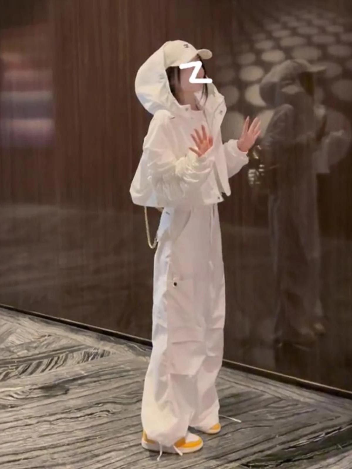 

Casual Sle White Hooded Jaet And Pants Workwear Set for Women Spring Autumn New Cool And Ele Faion Two-Piece Suit