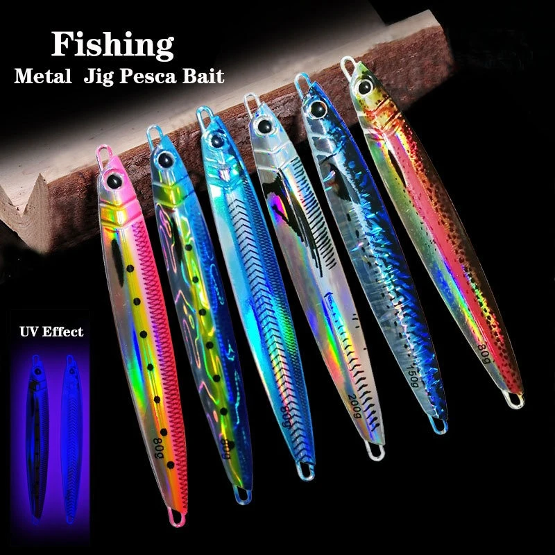 

2pcs 40g-250g UV Jig 3D Print Angler Metal Hard Bait Sinking Jigging Bait Quick Sinking Bait Sea Bass Mackerel Tuna
