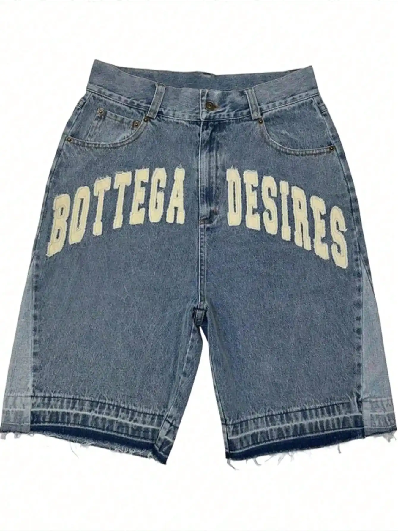 Celana Pendek Denim Retro untuk Wanita Celana Pendek Distressed Bermotif Huruf Bottega Celana Tipis Nyaman Musim Panas