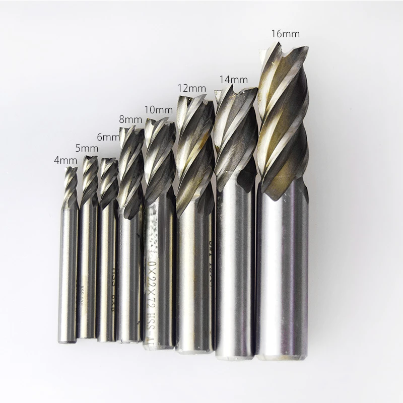 For 4-16mm Hardened Straight-Shank End Mill High Speed Steel Alloy 4 Blade End Mill Drill Tungsten Steel Milling Head Suit