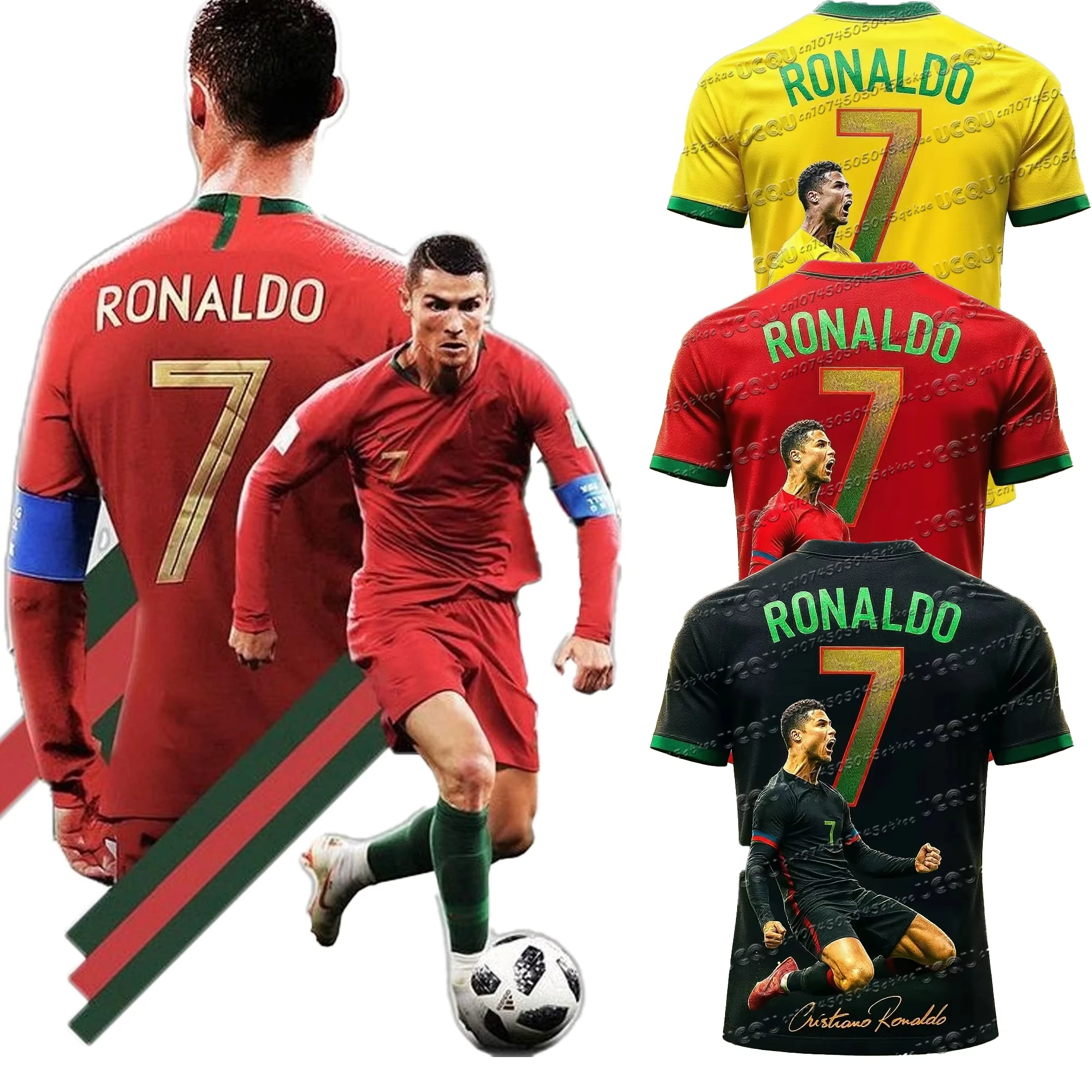Ronaldo Fan Edition Fußballtrikot 3D-Grafik T-Shirt Leichtes Atmungsaktives Schnelltrocknendes Sportbekleidung Sommer Erwachsenen- und Kinder-T-Shirt