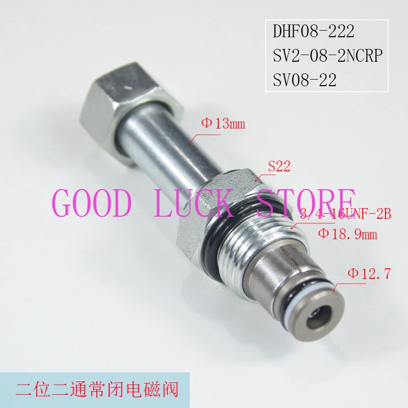 

2-position 2-way Pressure Relief Normally Closed Solenoid Valve DHF08-222SV08-22SV2-08-2NCRP Threaded Insert