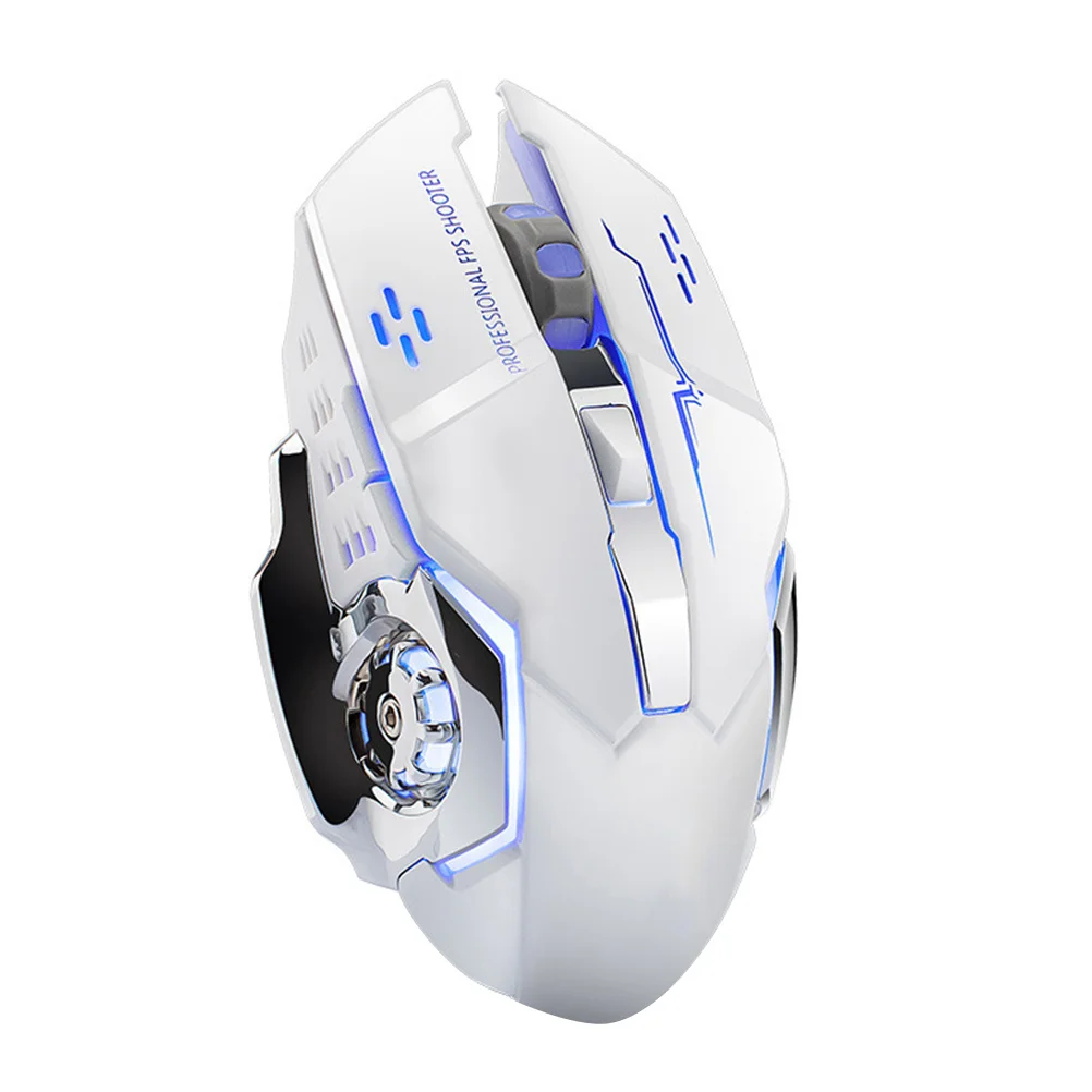 

Wireless Game Mouse Professional Optical Positioning 7 Colors LED Light USB Charging Easy to Use Mute Mechanical White
