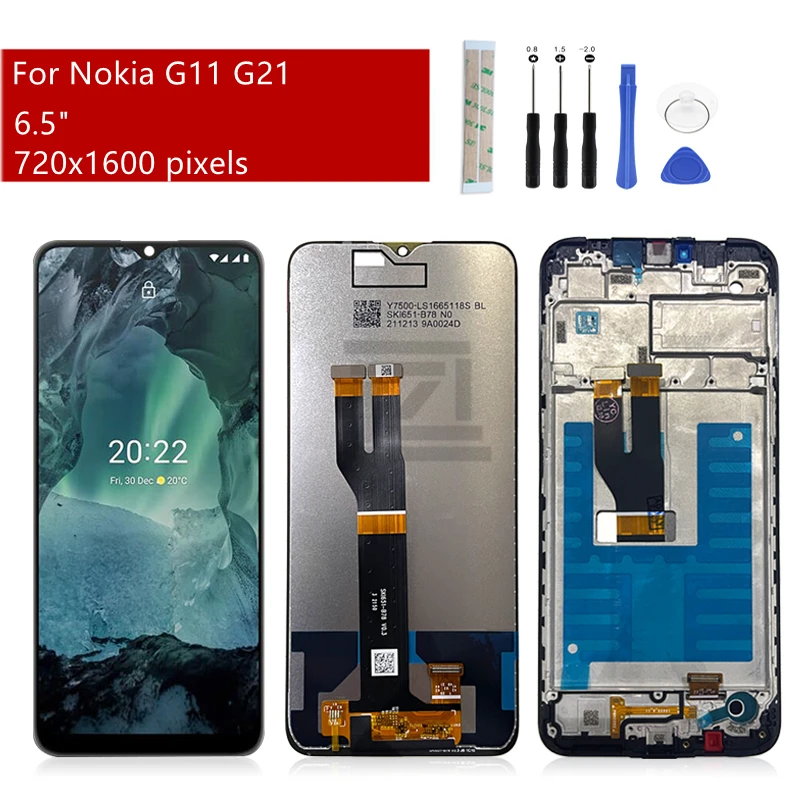 

ЖК-дисплей с рамкой и дигитайзером в сборе для Nokia G11, запасные части для сенсорного экрана Nokia G21, 6,5 дюйма