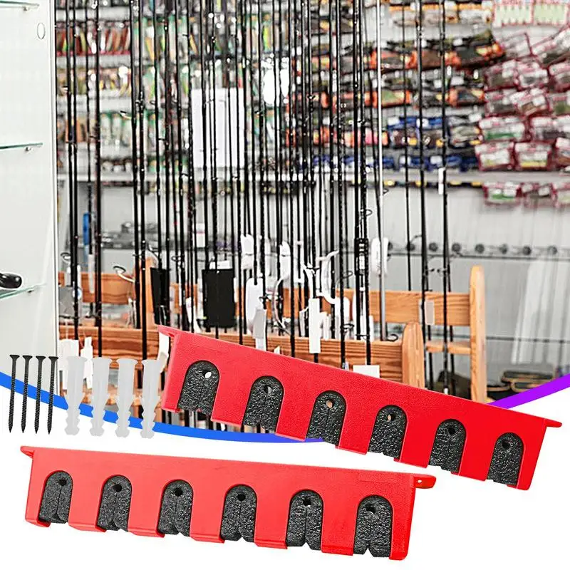 Fishing Pole Holders For Garage Vertical Lure Rod Rack Wall Mount Fishing Rod Holder Fishing Pole Rack For Fishing Rods Securely