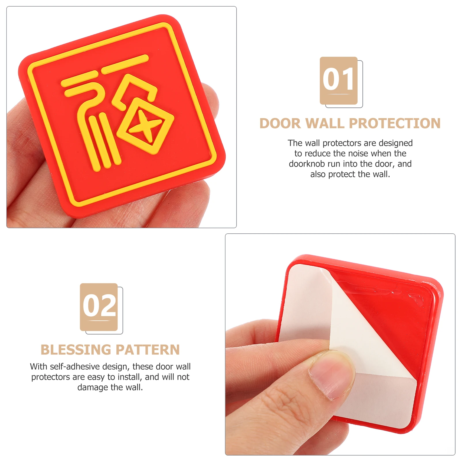 6pcs PVC Wall Protectors Self Adhesive Stoppers Knob Guards Crash Pad Protector from Door Knobs H Stoppers Cabinet Pads