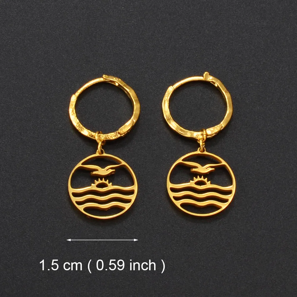 Anniyo Small Earrings for Women Girls Gold Color and Stainless Steel Kiribati Earring Island Style Jewelry #034021