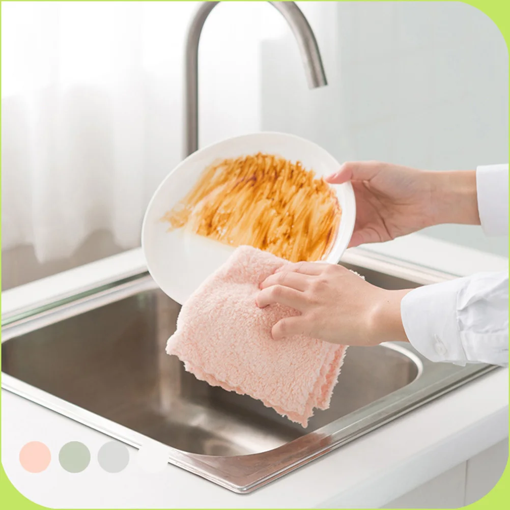

4pcs Kitchen Dish Towel Coral Fleece Super Fine Water Absorbent Dishwashing Cloth Dishrag For Pot Pan Dish Bowl Soft Non-Scratch