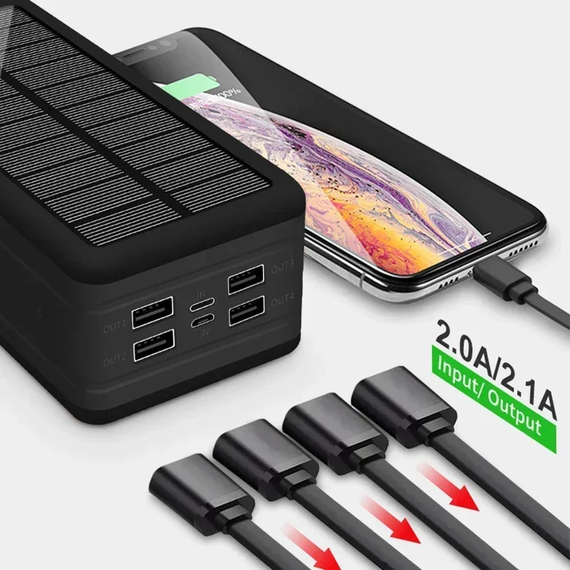 Portable Battery Power Bank Magnetic Wireless Super Fast Charge 2.1A Solar Charging 4 USB Powerbank For IPhone15