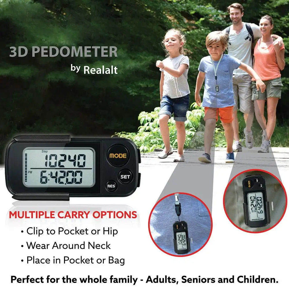 Single Function 3D Electronic Pedometer Simple Mini Step Counter Walking 3D Digital Pedometer For Exercise Men Women