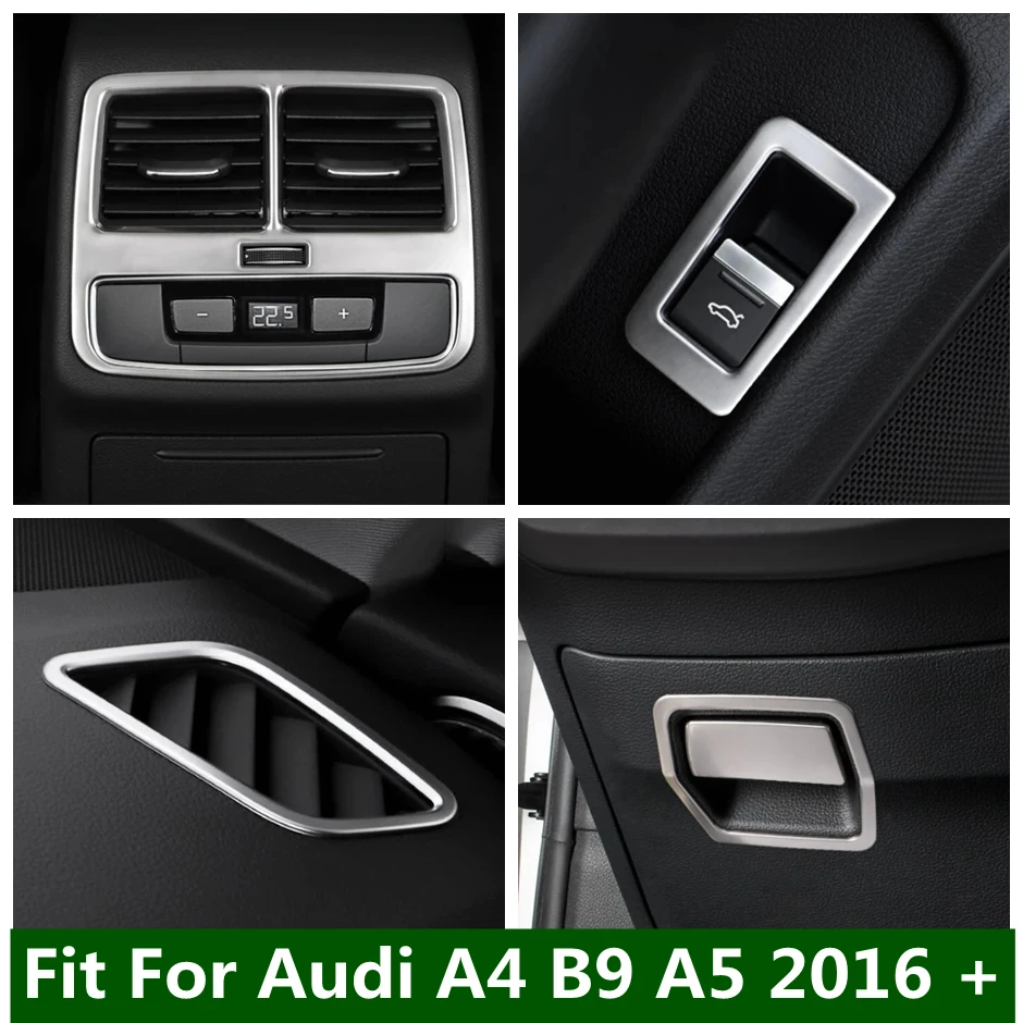 

8Pcs Silver Copilot Glove Storage Handle Box / Dashboard Air AC Outlet Cover Trim For Audi A4 B9 A5 2016 - 2021 Car Accessories