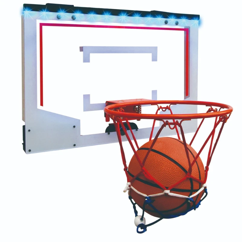 

Door-mounted indoor basketball hoop, ball-entry flashing light, electronic automatic scoring, transparent backboard