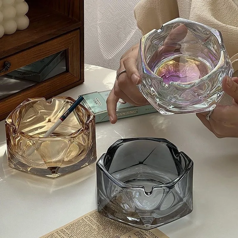 1pcs Ashtray Hotel Light Luxury Multi Functional Home Office Ins High Beauty Crystal Glass Ashtray