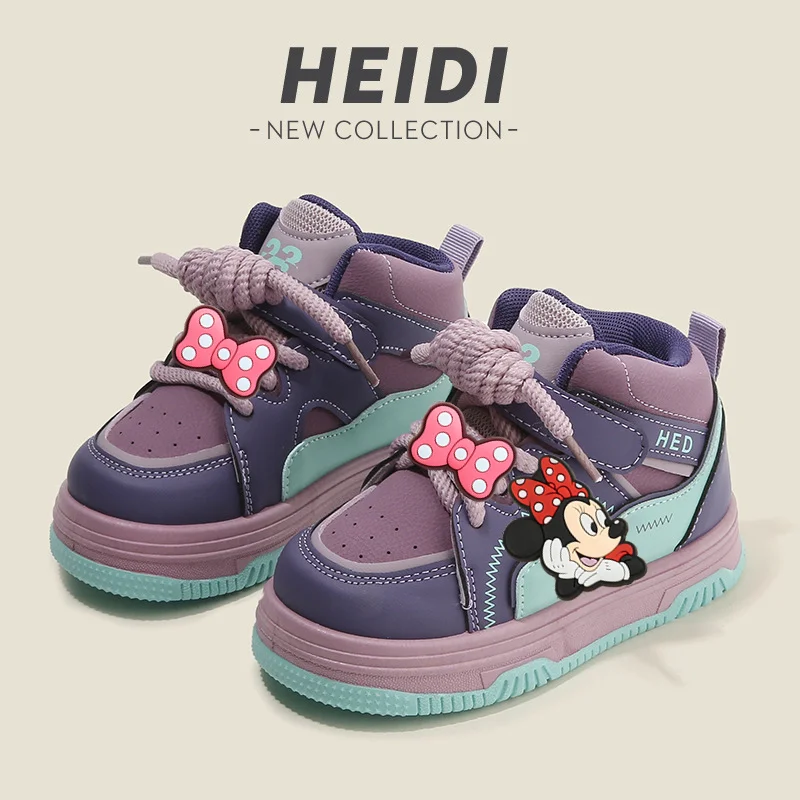 

Stitch Spring Fall New Girl Cartoon PU Board Shoes boy Cute Casual Shoes Running Sports Shoes Disney Mickey Mouse first walkers