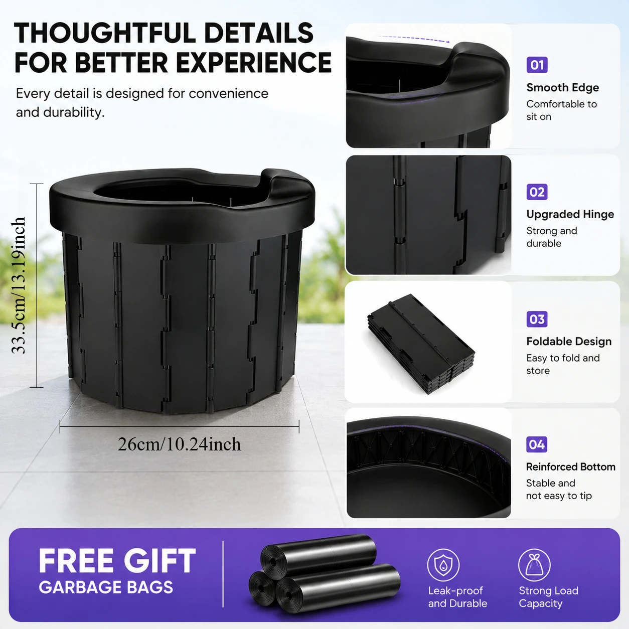 Outdoor Folding Toilet Portable Car Toilet Travel Self-driving Tour Camping Toilet Emergency Toilets for Adults Women Children view 3