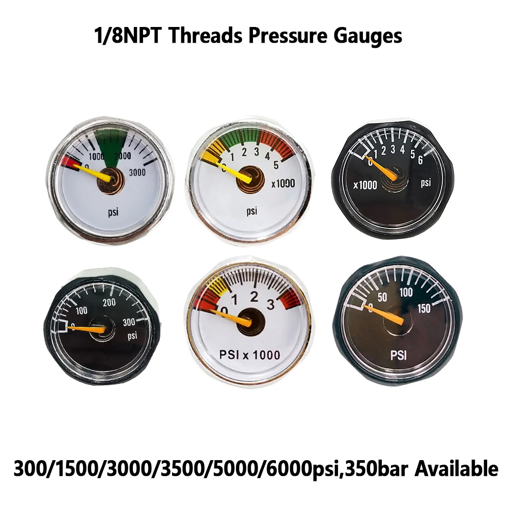 HPA Compressed Air Mini Micro Pressure Gauge Manometre Manometer W/1/8BSPP(G1/8),1/8NPT Small Profile