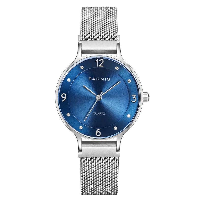 

New Parnis 30mm Blue Dial Quartz Women's Watch Waterproof Magnet Strap Women 6.6MM Thickness Ultra-thin Watches Top Luxury Brand