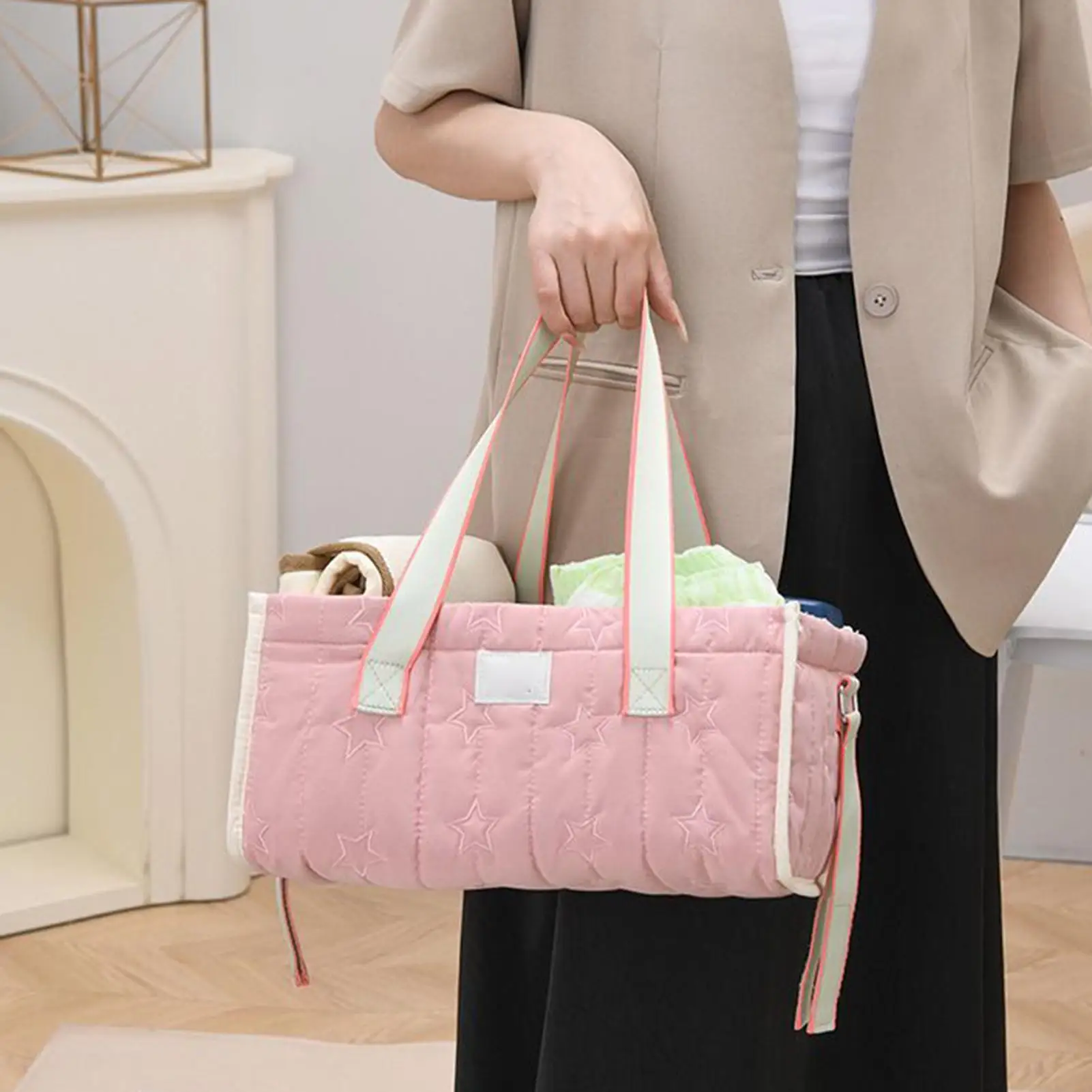 

Travel Diaper Bag Lightweight Large Capacity Tote Diaper Organizer Basket For Toddler Kids Women Dad Mother Travel Nursery