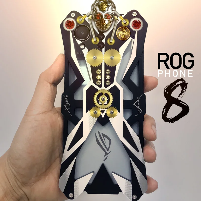 Powerful Armor Aluminum Metal Bumper Case For Asus Rog Phone 8 Pro / Rog 8 Mechanical Gear Frame Shockproof Phone Case